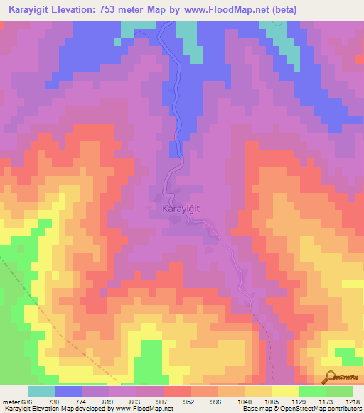 Karayigit,Turkey Elevation Map