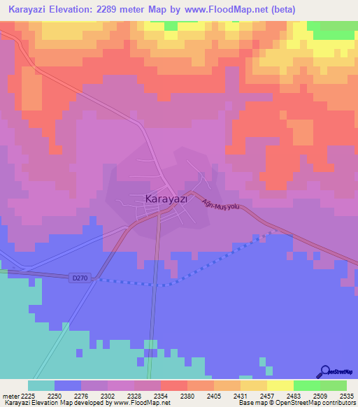 Karayazi,Turkey Elevation Map