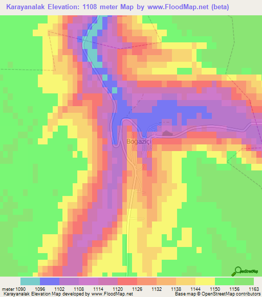 Karayanalak,Turkey Elevation Map