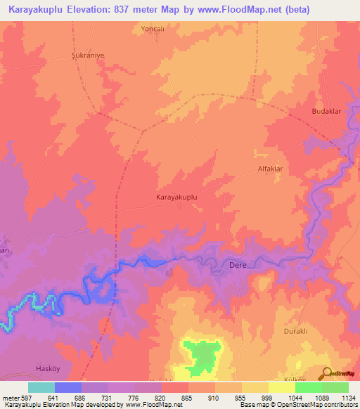 Karayakuplu,Turkey Elevation Map