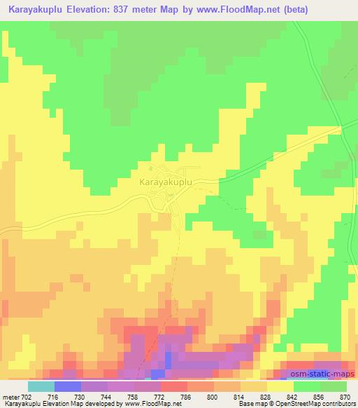 Karayakuplu,Turkey Elevation Map