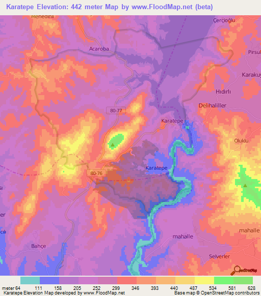 Karatepe,Turkey Elevation Map