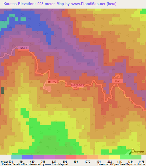 Karatas,Turkey Elevation Map