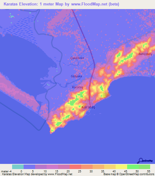 Karatas,Turkey Elevation Map