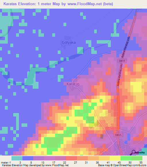 Karatas,Turkey Elevation Map