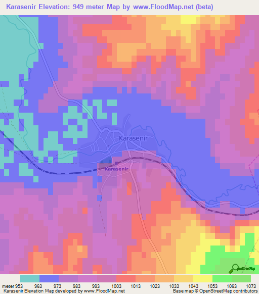 Karasenir,Turkey Elevation Map