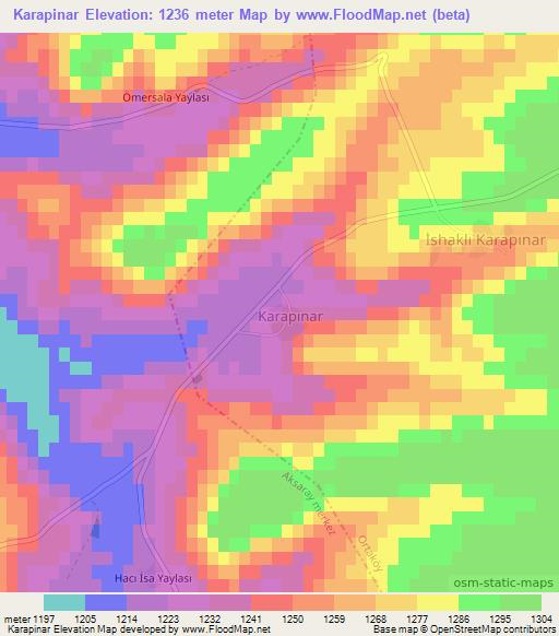 Karapinar,Turkey Elevation Map