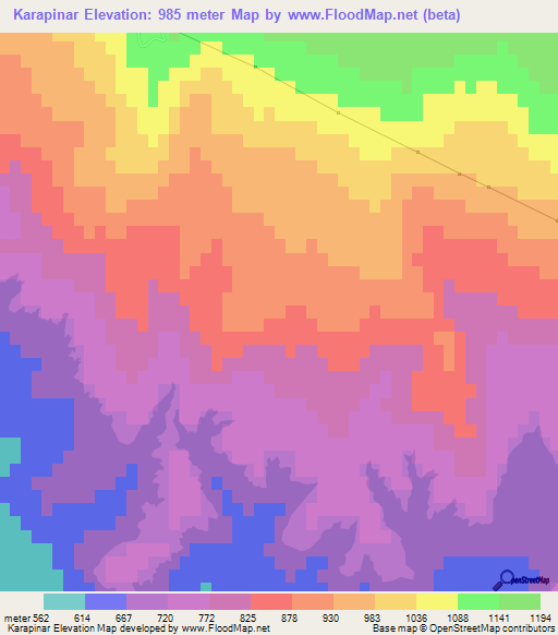 Karapinar,Turkey Elevation Map