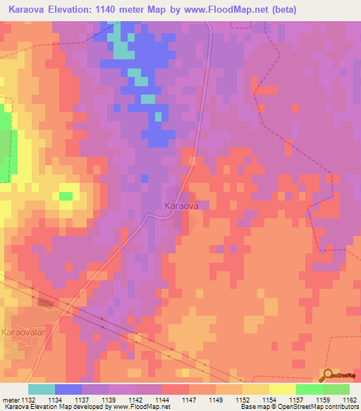 Karaova,Turkey Elevation Map