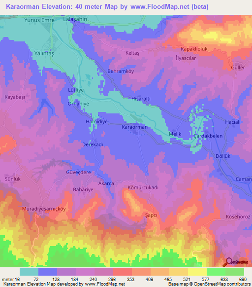 Karaorman,Turkey Elevation Map