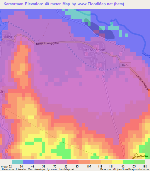 Karaorman,Turkey Elevation Map