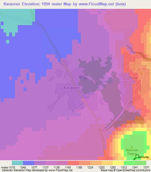 Karaoren,Turkey Elevation Map