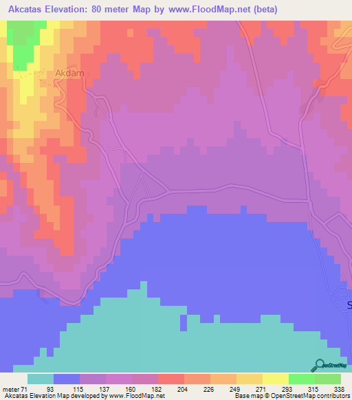 Akcatas,Turkey Elevation Map