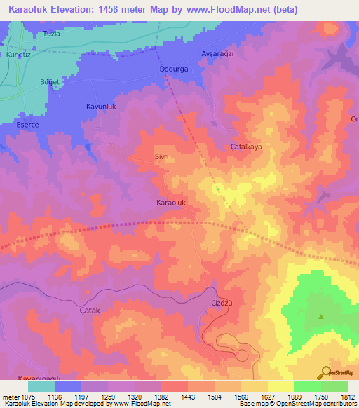 Karaoluk,Turkey Elevation Map