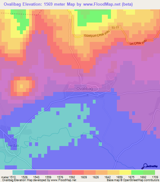 Ovalibag,Turkey Elevation Map