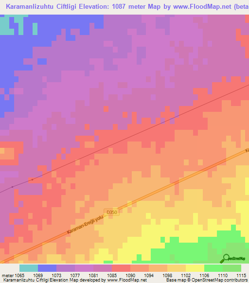 Karamanlizuhtu Ciftligi,Turkey Elevation Map