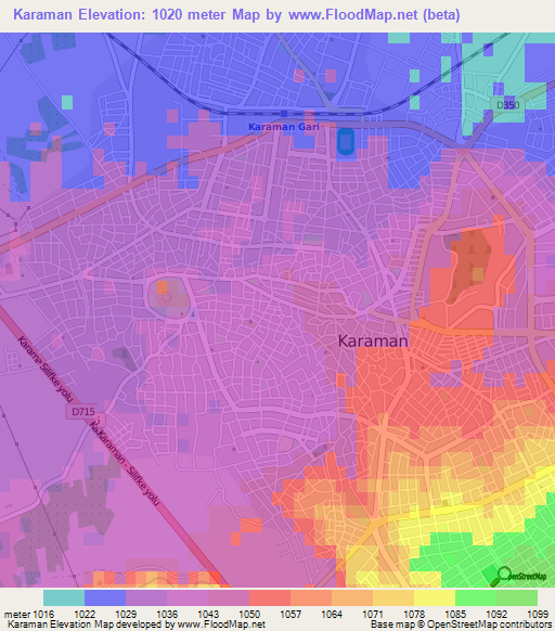 Karaman,Turkey Elevation Map