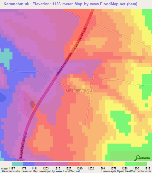 Karamahmutlu,Turkey Elevation Map