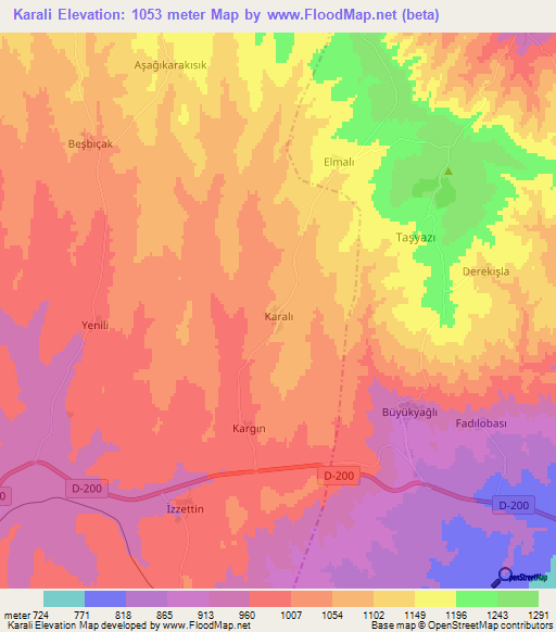 Karali,Turkey Elevation Map