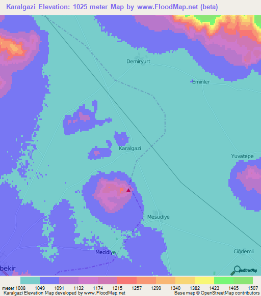 Karalgazi,Turkey Elevation Map