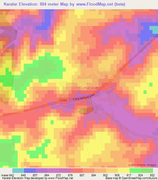 Karalar,Turkey Elevation Map