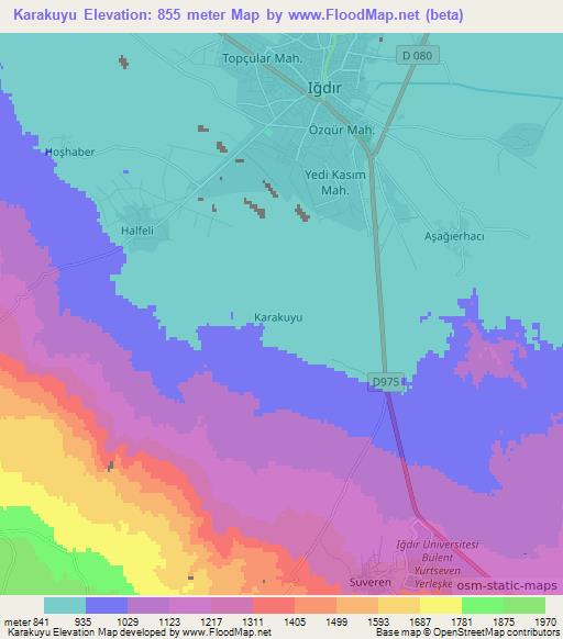 Karakuyu,Turkey Elevation Map