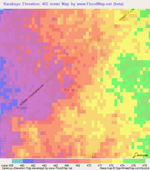 Karakuyu,Turkey Elevation Map