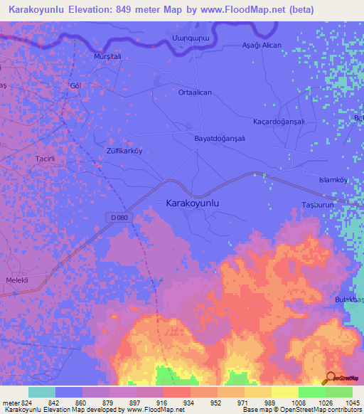 Karakoyunlu,Turkey Elevation Map