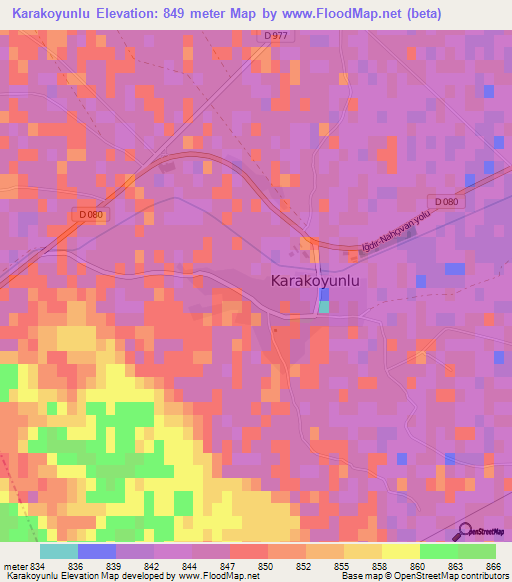 Karakoyunlu,Turkey Elevation Map