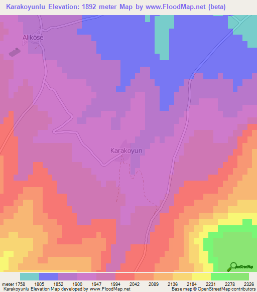 Karakoyunlu,Turkey Elevation Map