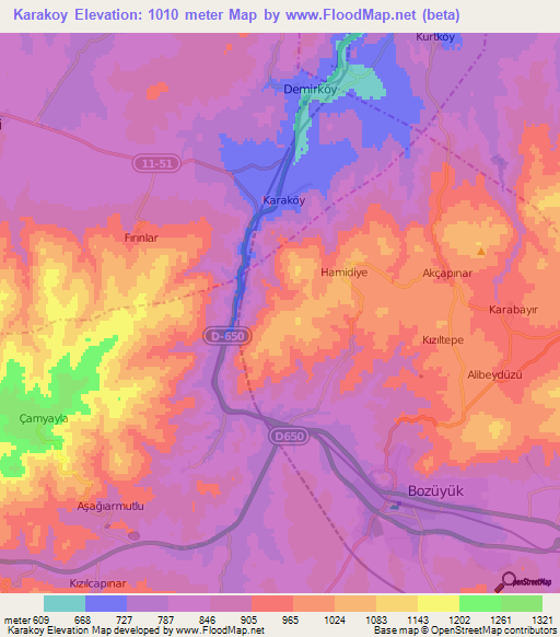 Karakoy,Turkey Elevation Map