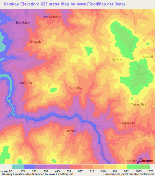 Karakoy,Turkey Elevation Map