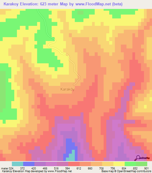 Karakoy,Turkey Elevation Map