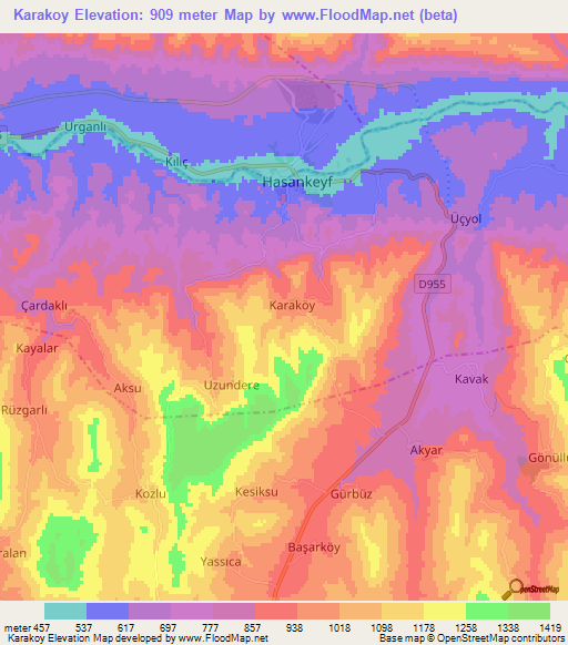 Karakoy,Turkey Elevation Map