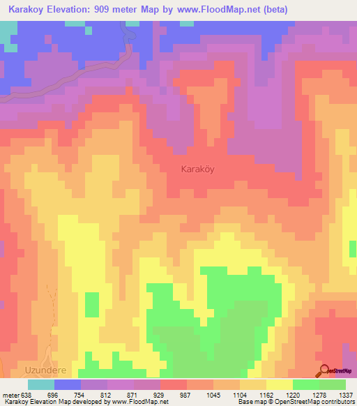 Karakoy,Turkey Elevation Map