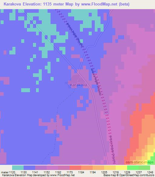 Karakova,Turkey Elevation Map