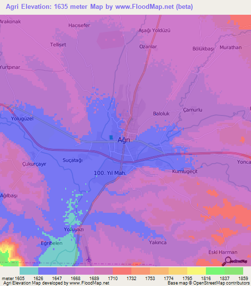 Agri,Turkey Elevation Map