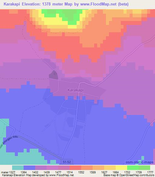 Karakapi,Turkey Elevation Map