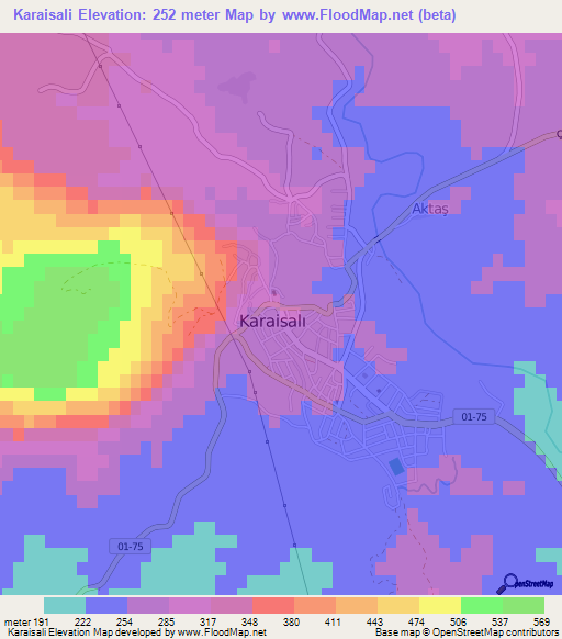 Karaisali,Turkey Elevation Map