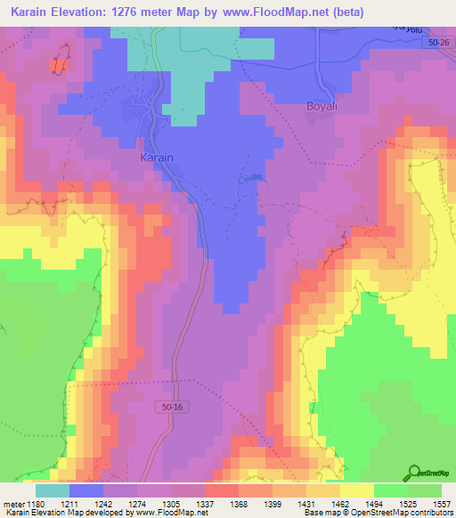 Karain,Turkey Elevation Map