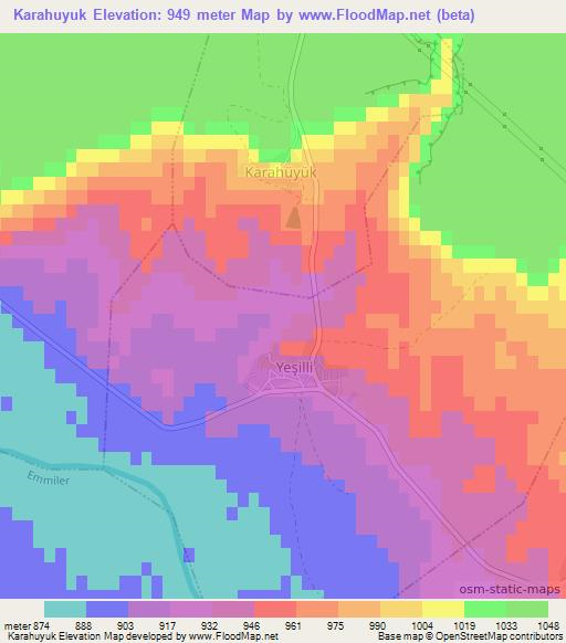 Karahuyuk,Turkey Elevation Map