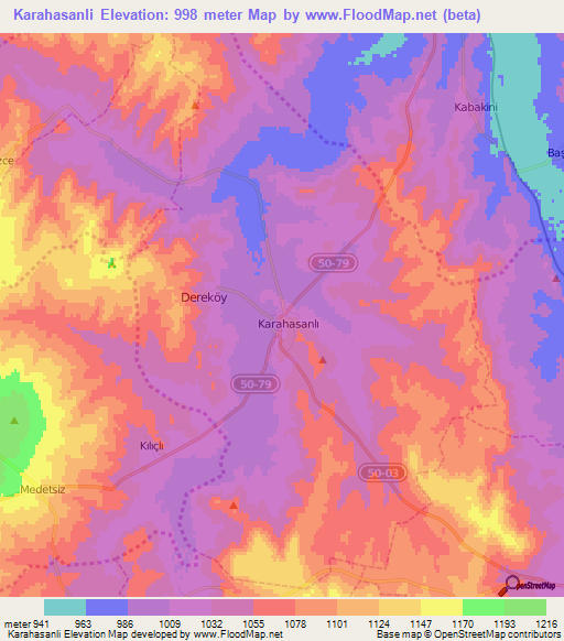 Karahasanli,Turkey Elevation Map