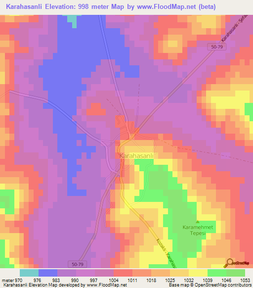 Karahasanli,Turkey Elevation Map