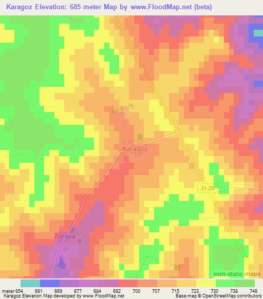 Karagoz,Turkey Elevation Map