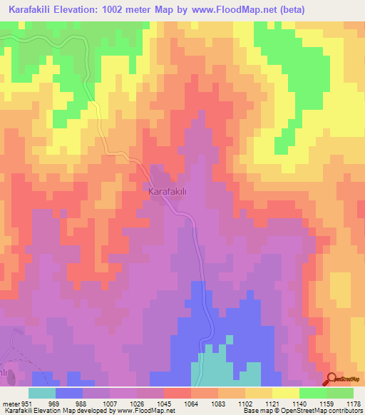 Karafakili,Turkey Elevation Map