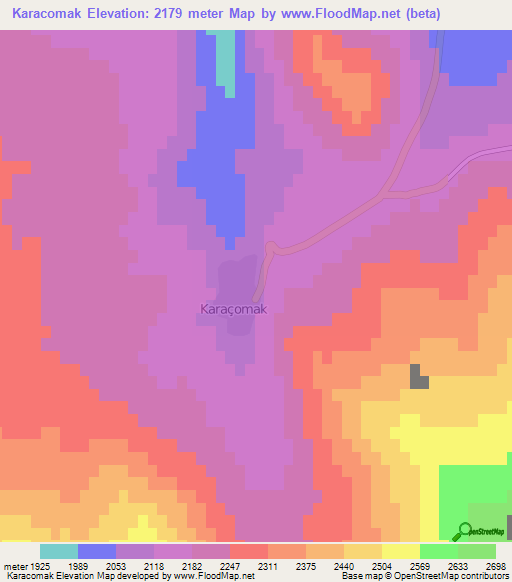 Karacomak,Turkey Elevation Map