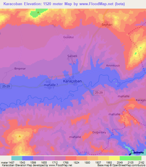 Karacoban,Turkey Elevation Map