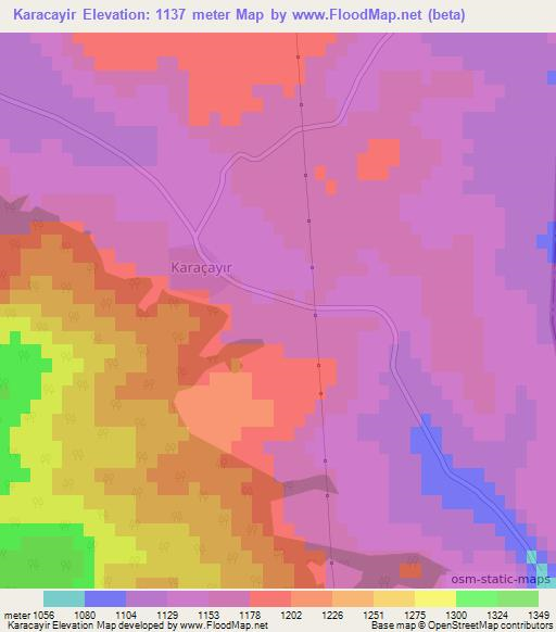 Karacayir,Turkey Elevation Map