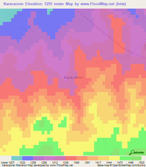 Karacaoren,Turkey Elevation Map