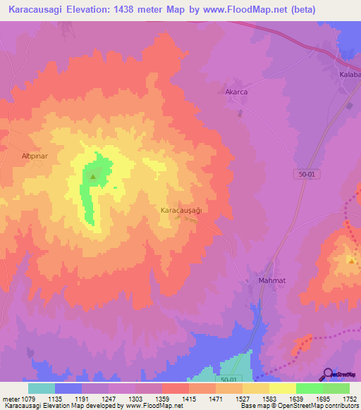 Karacausagi,Turkey Elevation Map